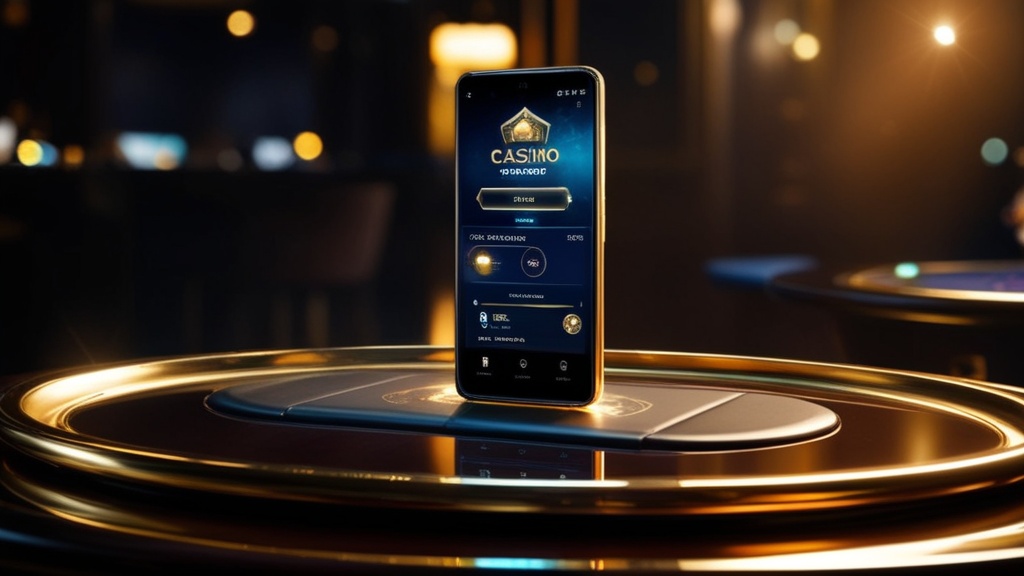 Android-Smartphone mit laufendem Incaspin-App-Download in einer dunklen Casino-Atmosphäre